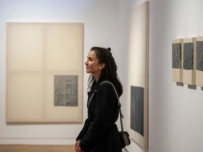 Monika Žáková at her exhibition in the Alšova jihočeská galerie